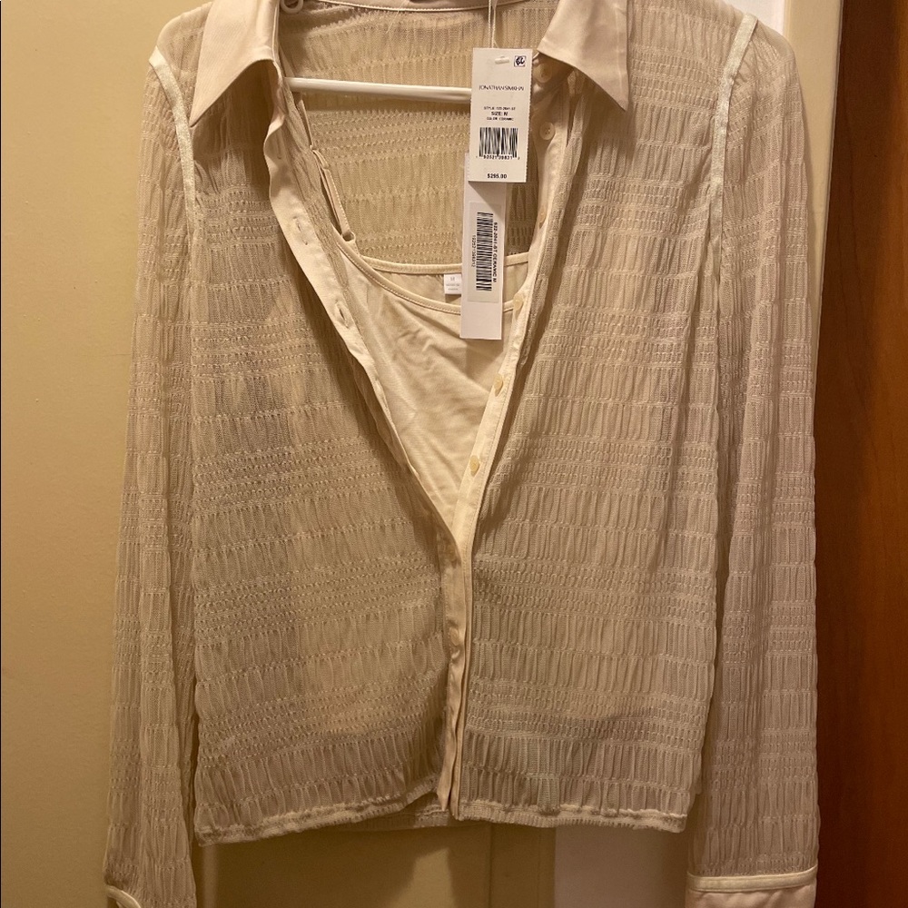 Jonathan Simkhai Robin Mesh Button Down Top - Picture 4 of 4